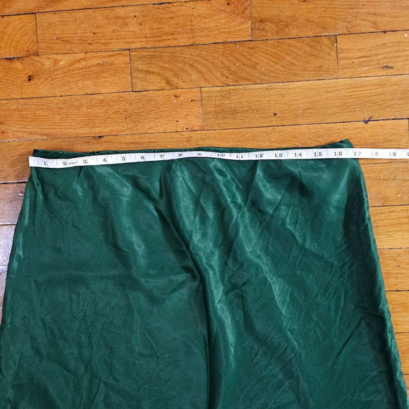 Anthropologie Womens Elastic Waistband Satin Midi A Line Skirt Green Size L - Picture 3 of 6